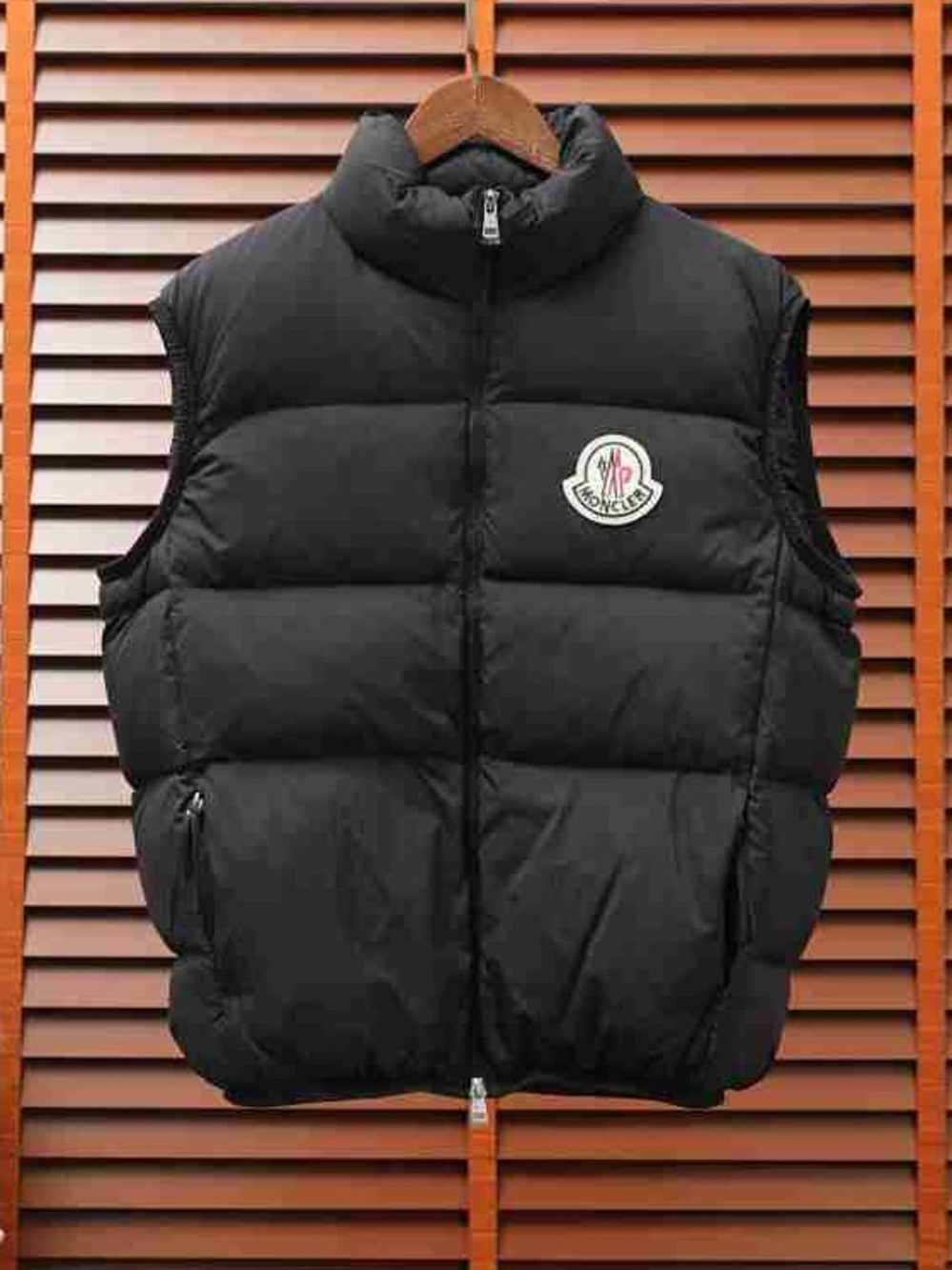 Moncler Black Quilted Down Vest with Signature Patch